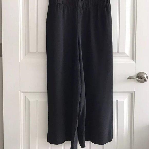 THEORY SILK ELASTIC WAIST 3/4 SLEEVE TWO SIDE POCKET WIDE LEG JUMPSUIT SZ 4 - Picture 9 of 9
